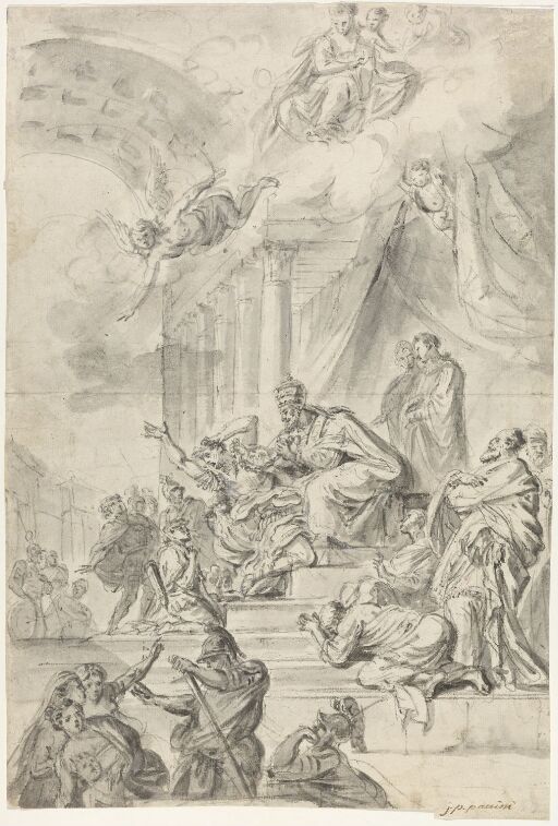 Scene med tronende pave