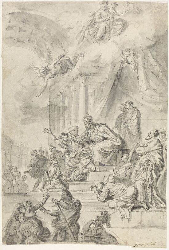 Scene med tronende pave