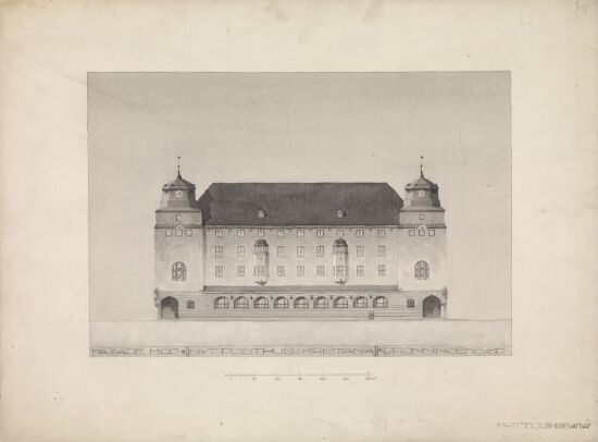 "Christiania" Nytt posthus i Kristiania, fasade mot Dronningens gate