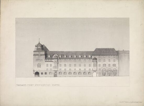 "Christiania" Nytt posthus i Kristiania, fasade mot Prinsens gate