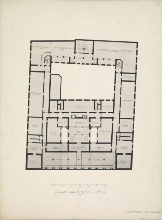 "Christiania" Nytt posthus i Kristiania, plan av kjeller