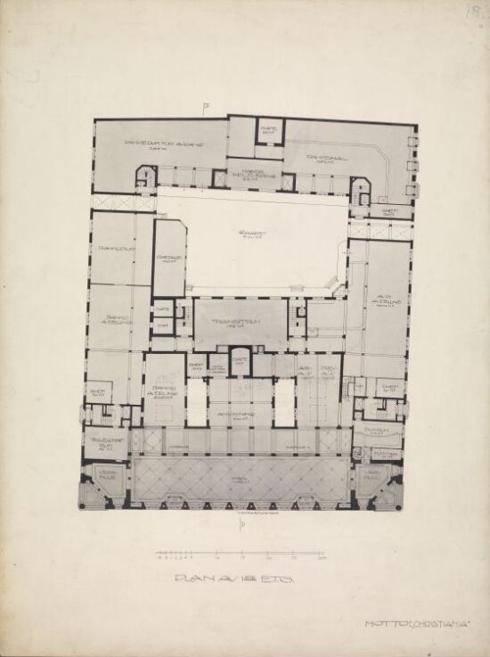 "Christiania" Nytt posthus i Kristiania, plan av første etasje