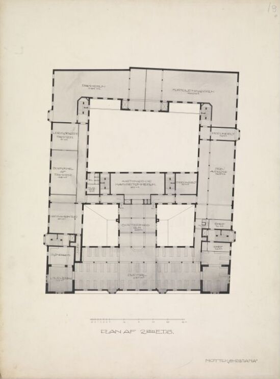 "Christiania" Nytt posthus i Kristiania, plan av andre etasje