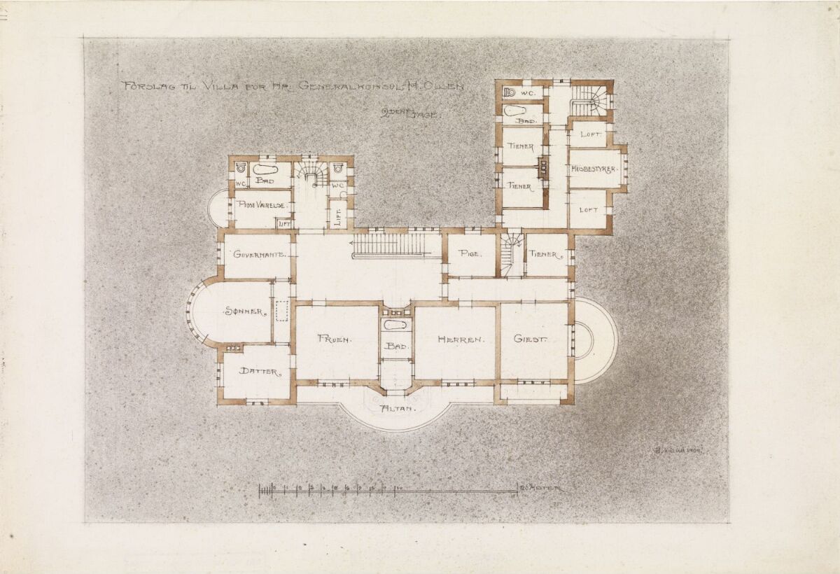 Henrik Bull, Hans Olsen, Villa Otium. Plan av 2. etasje ...