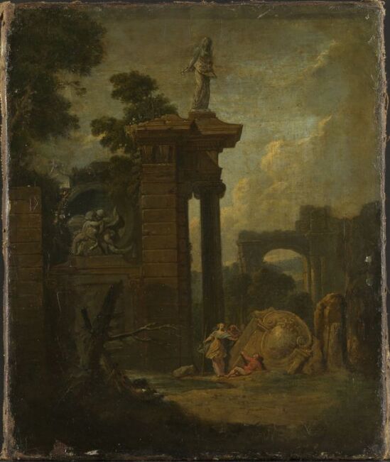 Landskap med arkitektur