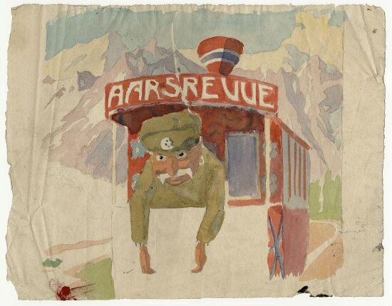 Forarbeid til forside til "Korsarens aarsrevue"