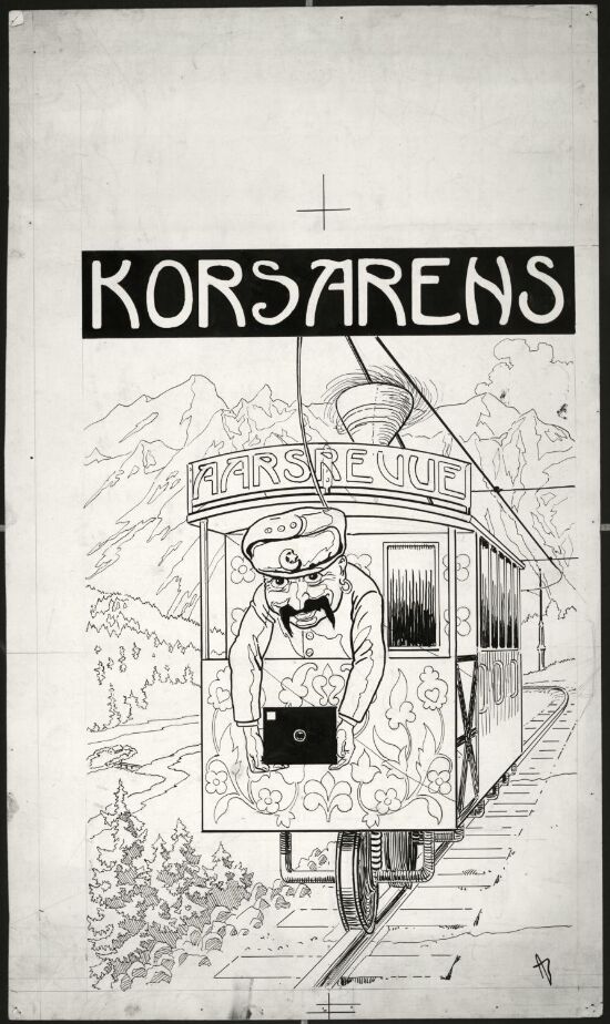 Forarbeid til forside til "Korsarens aarsrevue"