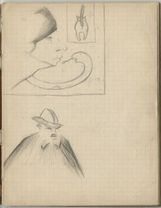 Studies of a Man, a Cat and a Woman with a Serpent