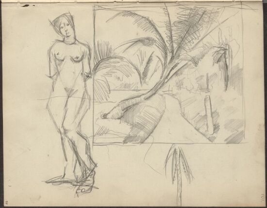 Stående kvinneakt; komposisjonsstudie