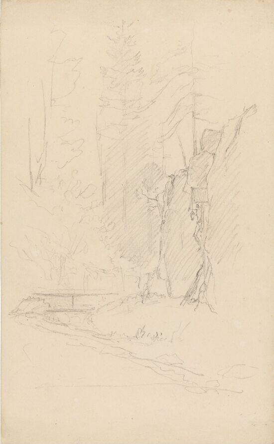 Skoginteriør med krusifiks