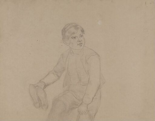 Gutt med sko i hendene