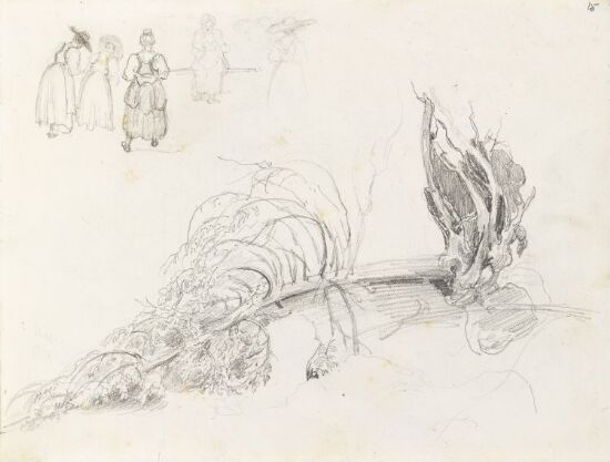 Kvinnefigurer; veltet tre