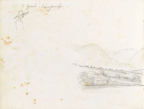 Mannsfigur; landskap (fragment)