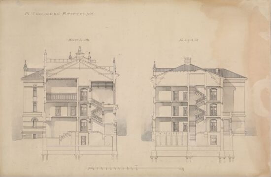 Mogens Thorsens Stiftelse. Tverrsnitt