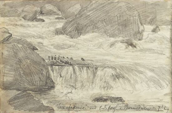 Laksefiskeri ved Eidafossen i Romsdal