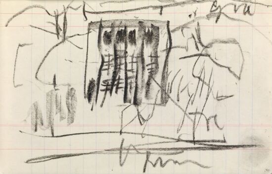 Landskap med bygning