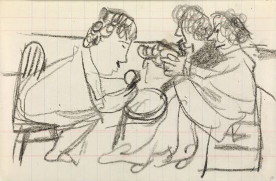 Tre kvinner rundt et bord