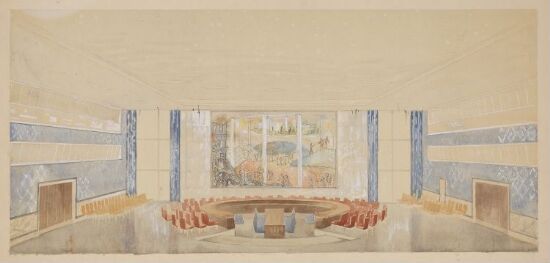 Forslag til innredning av Sikkerhetsrådets sal