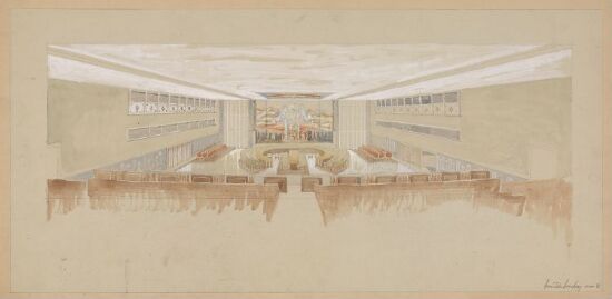 Forslag til innredning av Sikkerhetsrådets sal