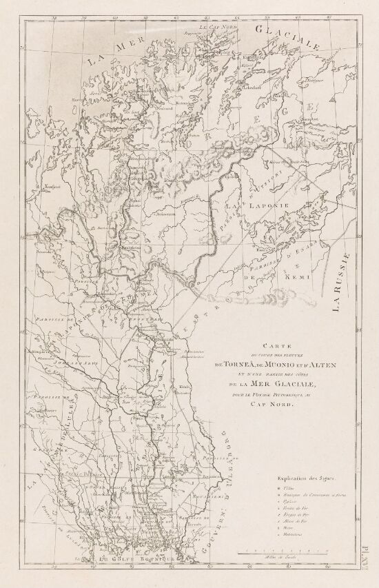 Kart over Tornionjoki, Muonionjoki og Altaelva, samt en del av Nordishavet