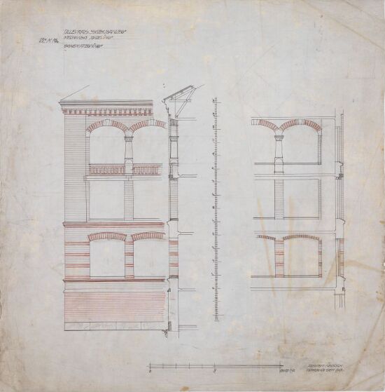 Ullevåls sykehusanlegg – Medisinsk avdeling og rekonvalesenshjem. Detaljtegning, fasade og snitt