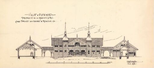 Stables from the King of Belgium’s Norwegian Buildings in Ostend, Main Elevation Facing the Courtyard