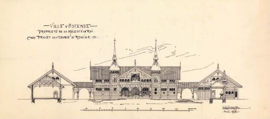 Stallanlegget fra Kongen av Belgias norske bygninger i Ostende, hovedfasade mot gårdsrommet