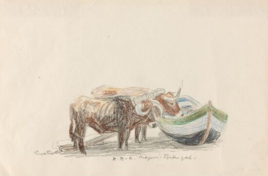 Oksespann og båt, Nazaré