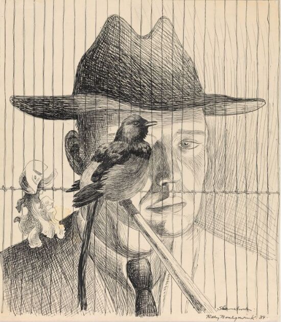 Selvportrett ved fugleburet