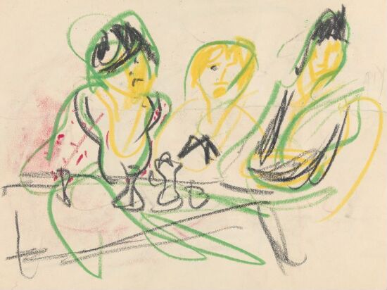 Tre figurer ved et bord