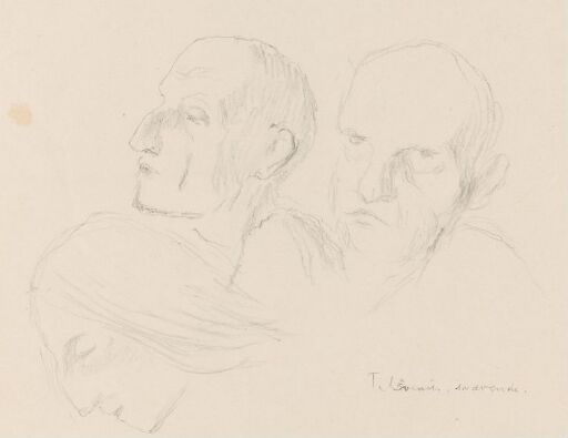 To hoder i profil, ett hode en face