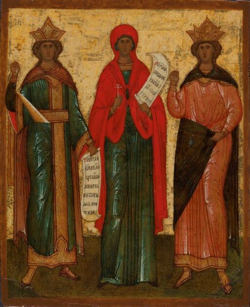 Three female Saints (St. Catherine?, Pyatnitsa, Barbara?)