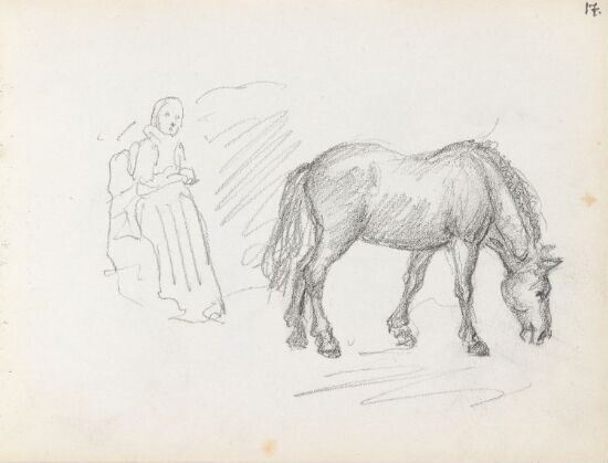 Kvinnefigur og hest
