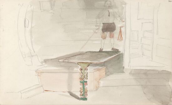 Interiør med mannsfigur