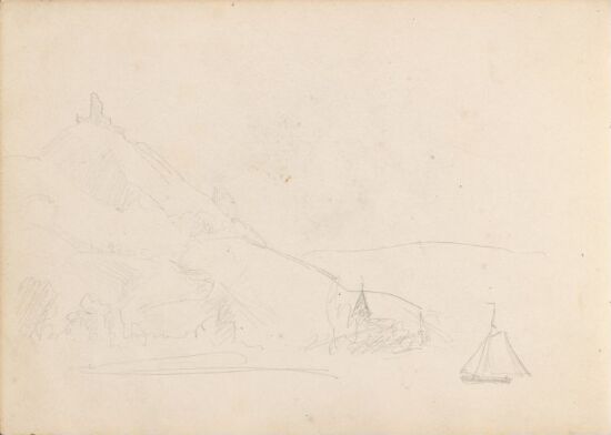 Landskap med båter og ruin