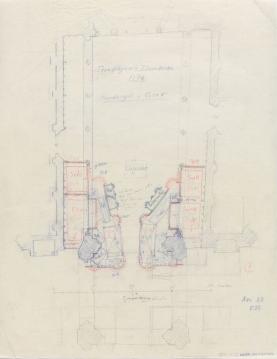 Forslag til orgel i Nidarosdomen. Plan