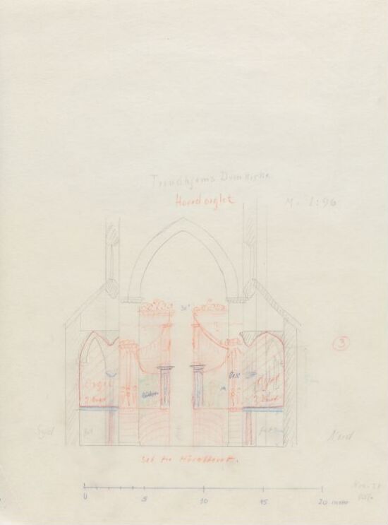 Forslag til orgel i Nidarosdomen. Oppriss