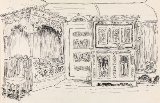 Stueinteriør fra Øvre Mo i Austbø, Rauland