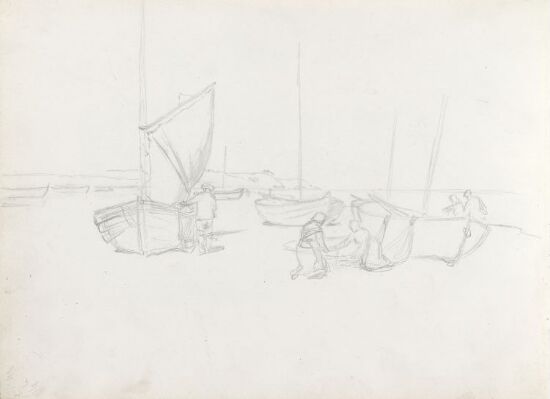 Figurer og båter på stranden