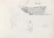 Båt med fiskegarn; figurstudier