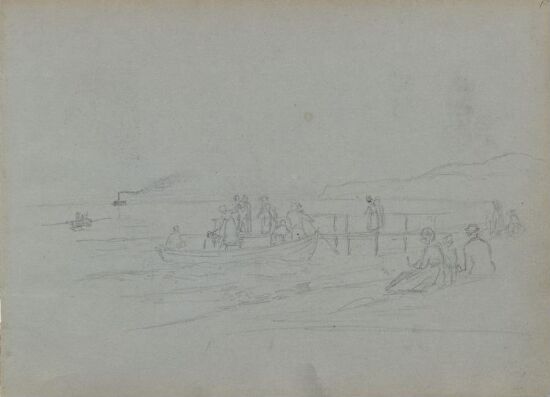 Figurer og båter ved brygge