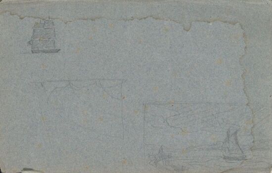 Studie av skip; landskap med skip