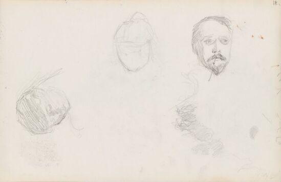 Riss av to hoder og ett mannsportrett