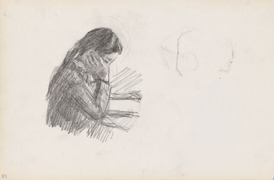 Kvinne som leser; riss