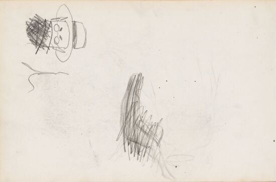 Riss av hode med hatt, riss av kvinne