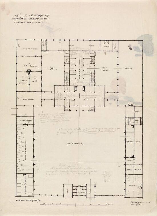 Stallanlegget fra Kongen av Belgias norske bygninger i Ostende, plantegning