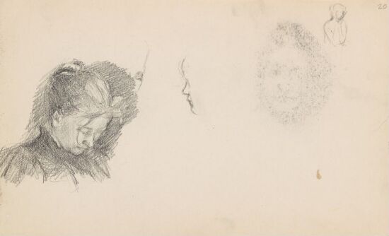 Kvinneportrett; riss av profil; riss av kvinne