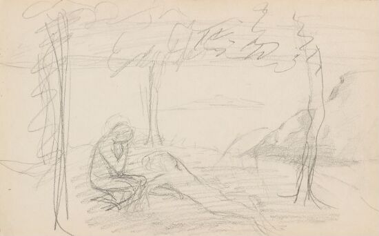 Landskap med en sittende og en liggende person