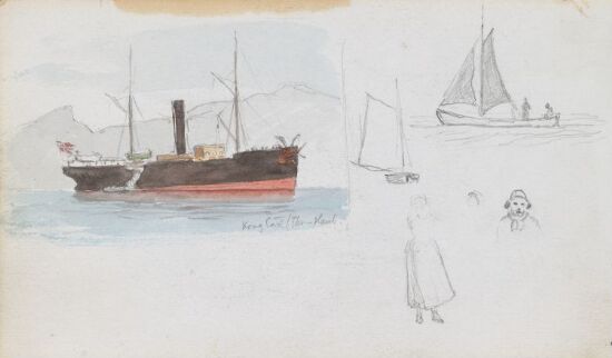Dampskipet "Kong Carl"; båt- og figurstudier
