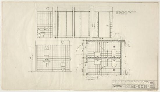 Tilbygg til Telegrafbygningen. Skjemategning av baderom